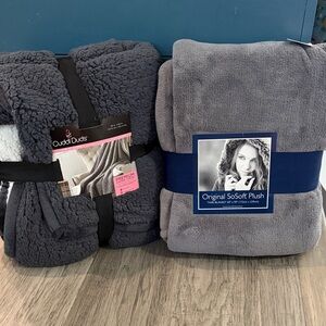 NWT Cuddl Duds Sherpa Throw & Original SoSoft Plush Twin Throw